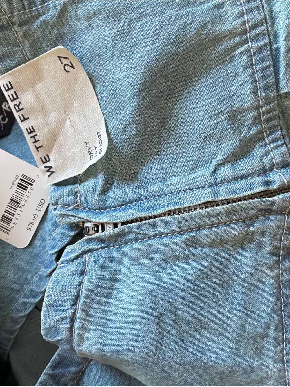 We The Free Light Blue Pleated Denim Skort NWT 27 - Picture 10 of 10